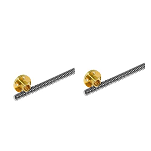 BUGUUYO 2pcs Lead Screw Stainless Steel for Stepper Motor Printer Parts Nut Shape Threaded Rod