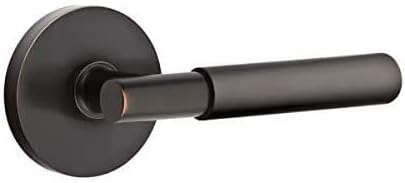 Emtek Passage Set, Disk Rosette, Myles Lever, (Right Hand, Unlacquered Brass)
