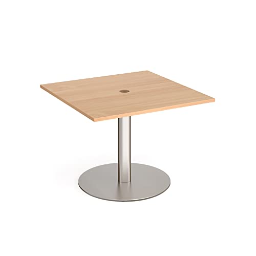 Mr Office Eternal square meeting table - brushed steel base, Beech