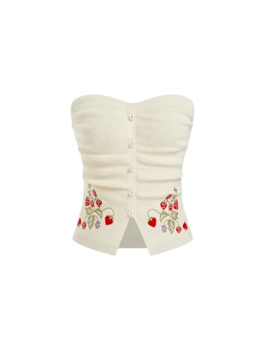 Image of CIDER Faux Pearl Tube Tops for Women Split Hem Knit Crop Y2K Going Out Tops | Cute Ruched Tops, Spring Summer Outfits, Vacation, Concert