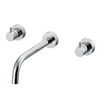 カクダイ　混合水栓　125-004 シルバー カクダイ 水栓金具 カクダイ 125-004 壁付2ハンドル混合栓 90