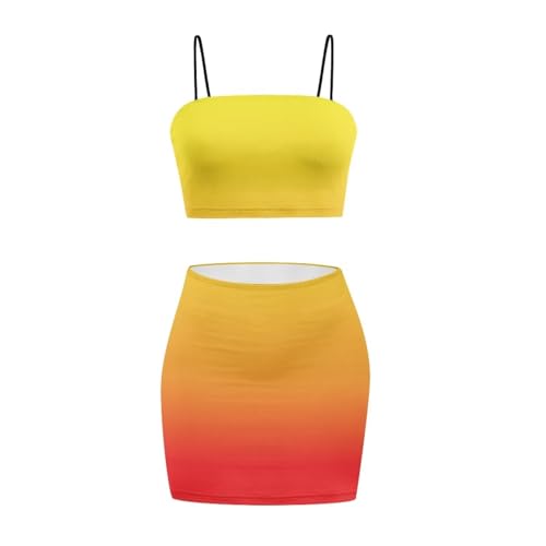 Image of 2025 Sexy Spaghetti Strap Crop Tops and Bodycon Skirt Casual 2 Piece Set S-4XL
