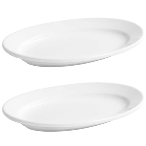 Acan Tradineur - Pack de 2 fuentes ovaladas, modelo Elba, vidrio opal, bandejas para servir, extra resistentes, vajilla de cocina, aptas para lavavajillas y microondas (Blanco - 30 x 22,6 cm)