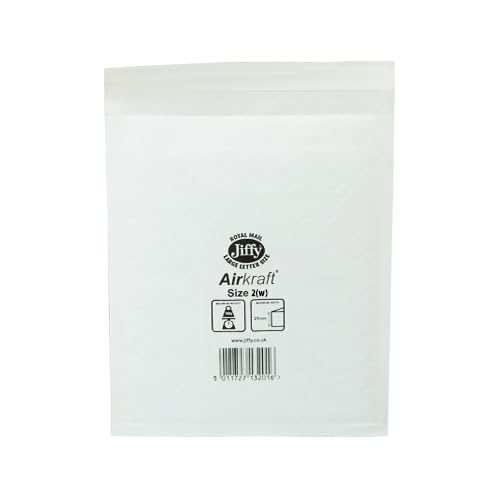 Jiffy Bags Airkraft White AK2 235x260mm Padded Bubble Envelopes, Postal Mailing Bags - Pack of 100