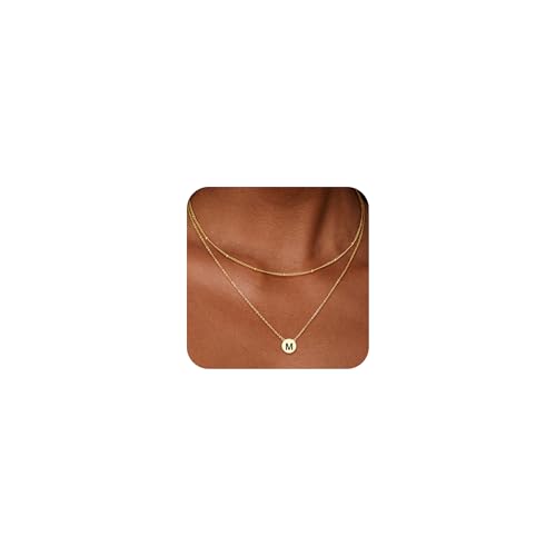 Initial Necklaces for Women,Dainty 14k Gold Plated A-Z Layered Letter Pendant Necklace - image 1