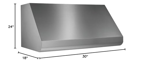 Broan-NuTone 30-inch Wall-Mount Convertible Internal Blower Range Hood with 4-Speed Exhaust Fan and Light, 650 Max Blower CFM, Stainless Steel