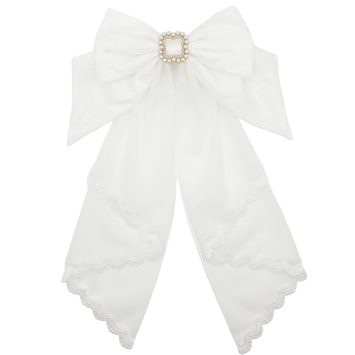 Gran Lazo para el Cabello, Velo, Clips para el Cabello, Diademas para Mujer, Accesorios Lolita, Encaje Dulce, Broche de Pelo, Fiesta, Princesa Dulce, Anime, Blanca miniatura 2