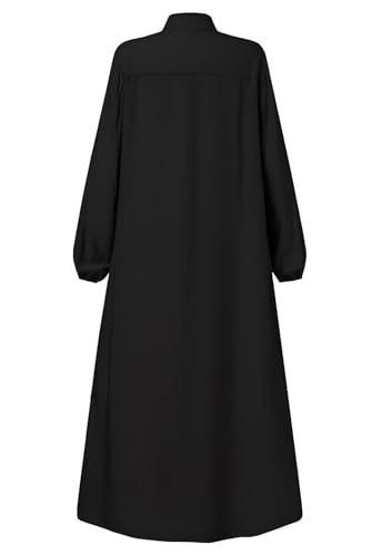 Image of Womens Muslim Abaya Dress Front Zipper 2 Pockets Long Sleeve Prayer Islamic Clothes with Hijab Cap
