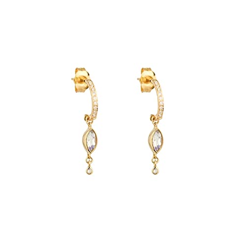Boucles d'oreilles géométriques suspendues en zircon brillant pour femmes