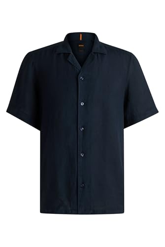 BOSS Hommes Rayer M Chemise Regular en Lin