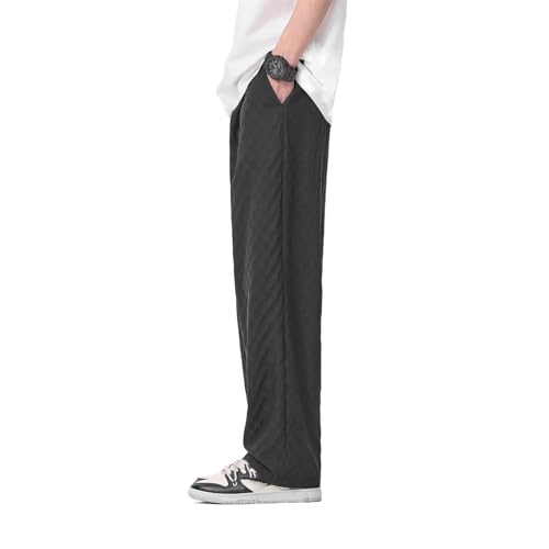 Men's Pants Summer Thin Breathable Wide-Leg Straight Chiffon Lightweight Casual Trouser4