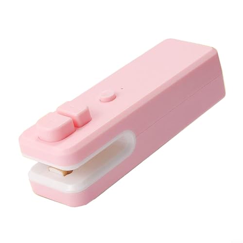 Sellador de bolsas portátil 2 en 1 con cortador, mini dispositivo recargable para cortar y volver a sellar bolsas de almacenamiento de alimentos, para (rosa)