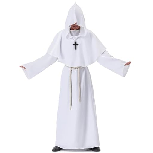 Myir JUN Disfraz de Monje Sacerdote Túnica Medieval Renacimiento Traje con Cruz para Halloween Carnaval (Blanco, XXL) | Ya disponible en tu tienda friki favorita! En mundofriki.es! Myir JUN Disfraz de Monje Sacerdote Túnica Medieval Renacimiento Traje con Cruz para Halloween Carnaval (Blanco, XXL) | Ya disponible en tu tienda friki favorita! En mundofriki.es!