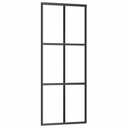 vidaXL Puerta Corredera Entrada Corrediza Deslizante Hogar Cuarto de Baño Sala de Estar Salón Habitación ESG Vidrio y Aluminio 76x205 cm Negro