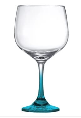 Kit Com 2 Taças Gin Tônica Grande Vidro Haste Colorida 690Ml Azul