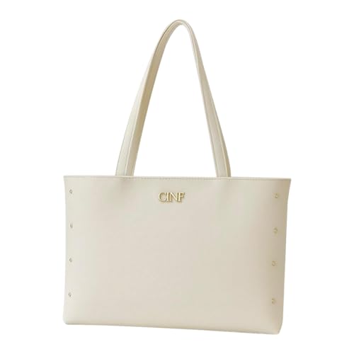 Bolsa Sacola Feminina Grande De Ombro Universitária Reforçada (Marfim)