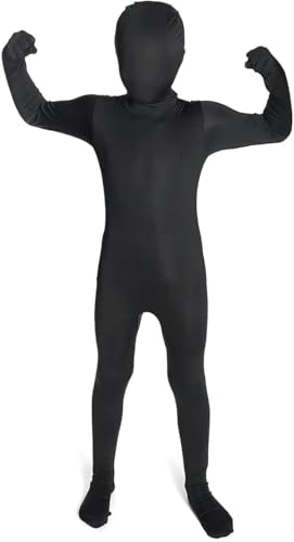 Morphsuits Disfraz Segunda Piel Niño, Mono Negro, Traje Cuerpo Entero, Disfraces Sombra, Disfraz Carnaval Niño Halloween - XL