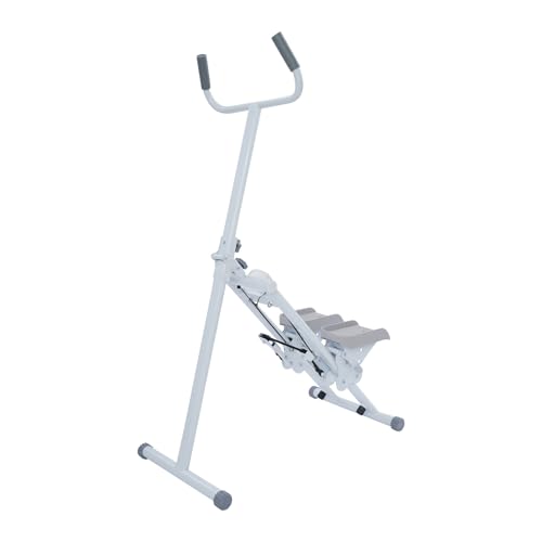 Escalera plegable con pantalla, capacidad de carga de 120 kg, color blanco, acero y plástico, ajustable en 3 posiciones, para fitness en casa