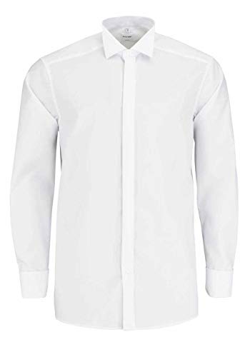 Chemise Comfort fit homme en coton uni vert à col cassé et poignets mousquetaires