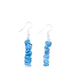 Pendientes mujer piedra Pendiente mujer Turquesa plata 925. Pendiente largo Turquesa. Pendiente piedra. Pendientes elegantes piedra semipreciosa. Ideal como regalo (Turquesa (Azul))