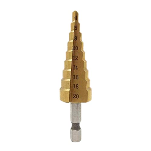 Paczo-Step Drill Bit Hole Drill Bit High Speed Steel Coated Step Drill Bit Hole Cutter Hex Shank Power Tools HSS Titanium Coated Straight Slot Pagoda Drill Triangle Handle Step Drilling Tool 4-12mm (B09RSSRB96) Amazon Price History, Amazon Price Tracker