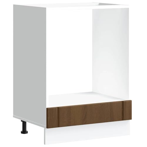 QJBSAVVA Lucca Armoire de four 60 cm de large - Aspect chêne marron - Meuble de cuisine en bois avec pieds réglables en hauteur - Pour four encastrable et...