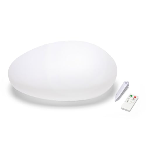 Pierre lumineuse solaire 40cm Blanc lampe jardin LED RGB télécommande