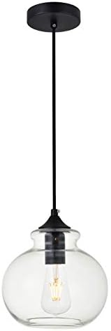 Destry 8.9 Inch 1-Light Pendant in Black & Clear Black and Clear