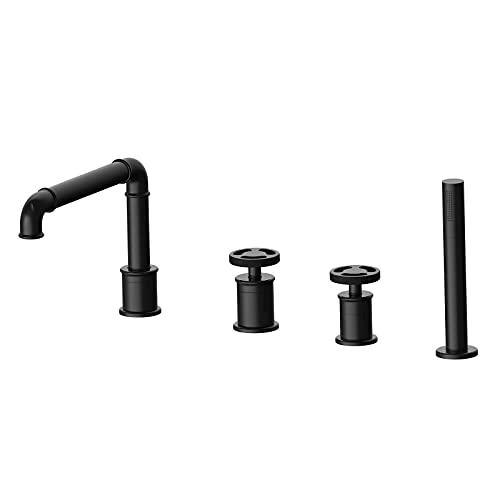 YHJZSM Industriële Stijl Bad Kraan Met Handdouche, Wijdverspreide Bad Kraan Set 4 Hole Bad Kraan Bad Kraan Bad Kraan