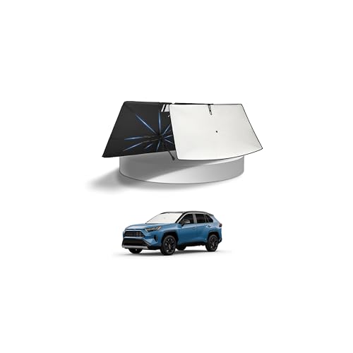 KUST Sun Shade Umbrella for Toyota RAV4 2019-2025 | Custom Fit Windshield Sunshade | Foldable Sunshade with Bendable Handle | Blocks Heat & UV Rays Keep Car Cool Sunshield
