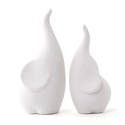 LINYTHER Figuras de elefante de cerámica con tronco, par de estatuas de elefantes amorosos, figuras pequeñas, escultura africana para decoración del hogar, regalos de elefantes de San Valentín para | Ya disponible en tu tienda friki favorita! En mundofriki.es!