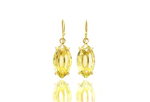 Boucles d'oreilles quartz citron légères pour oreilles sensibles et mariages