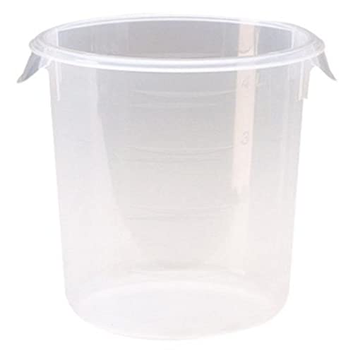 Image of Rubbermaid Commercial Products Plastic Round Food Storage Container with Bail Handle, 4 Quart, Clear, High Temperature Range Food Organization /Storage for Wet /Dry Food in Kitchen /Restaurants /Cafeteria
