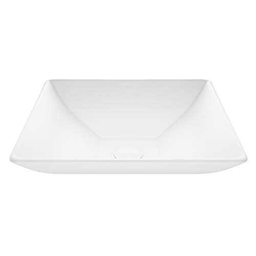 Vigo Hibiscus 16 Inch L X 16 Inch W Over The Counter Freestanding Matte Stone Square Vessel Bathroom Sink In Matte White - Sink For Bathroom Vg04004 #TOP1