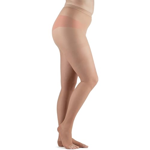 Image of Actifi Women's Sheer 15-20 mmHg Compression Stockings, Pantyhose, Open Toe, Moderate Support