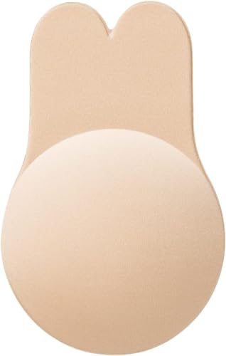 Sutiã Adesivo Invisível em Formato de Orelha de Coelho Modela e Levanta Seios Reutilizável Nude Tamanho ùnico Lavavel e Resistente ao suor