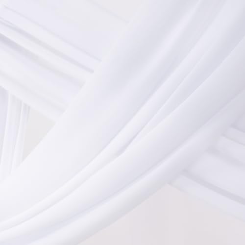 Image of Socomi Wedding Arch Draping Fabric 1 Panel 29 inch x 19Ft White Sheer Chiffon Curtain Drapes 6 Yards for Wedding Ceremony Birthday Party Decoration