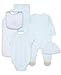 Little Me Baby Layette Gift Set - Footie and Cap, Onesie, 3-Piece Bib And Burp Set, Swaddling Blanket, Baby Shower Gifts - Blue Bear, 6 Months