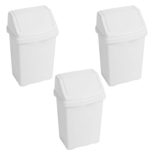 Image of JMS® Casa 8L durable Utility Swing Bins Litre Plastic Swing Lid Bin Waste Recycle Dustbins Rubbish Trash DustBins - White (SET OF 3)