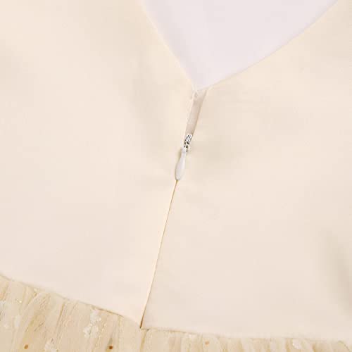 Bunny Lulu Knee-Length Girls Dress Sloping Bridesmaid Wedding Princess Children's Bow Birthday Ball Party Show Evening Lavender (7-8Years, Champagne) #TOP5