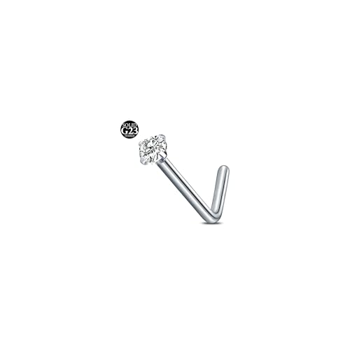 AceFun Piercing nariz titanio para mujeres hombres 1.5mm diamante forma L 1 pieza G23 acero titanio Piercing narizs Stud Nostril Piercing Joyería con circonio cúbico
