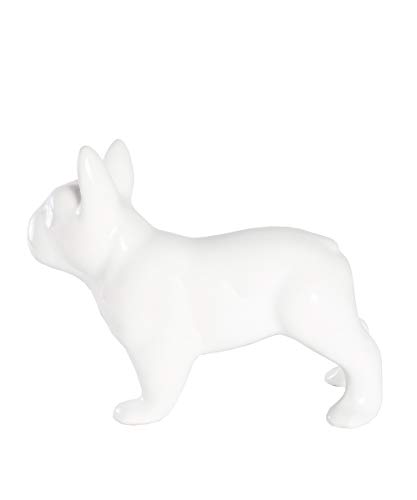 Nayothecorgi French Bulldog Statue - Shiny White Standing Ceramic Dog Statue - Decorative Dog Sculpture For Garden Or Home Décor - French Bulldog Dog Outdoor Statue - (9.5” X 4” X 7.75”) #TOP2