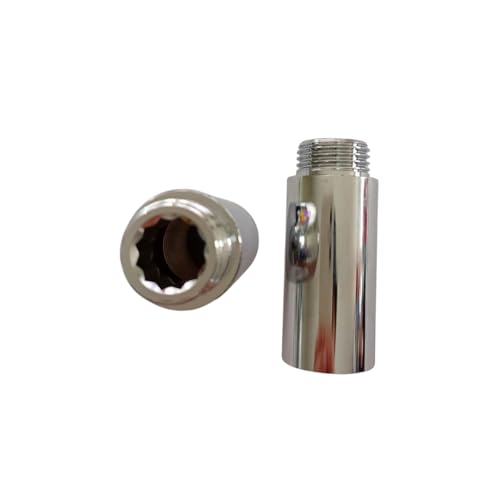 50mm Radiator Extension Tails – Solid Chrome, Adjustable Extensions, Leak-Proof & Corrosion Resistant Fittings for Central Heating Radiators M x F (Pack of 2)