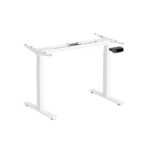 Image of ErgoYou - Electric Height Adjustable Standing Table - Dual Motor 3 Stage - E1A Series - Ergonomic Sit Stand Computer Desk (No Table Top, Only White Steel Frame)