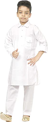Image of HRR Boys Pathani Suit in 100% Cotton (Kurta + Pyjamas)