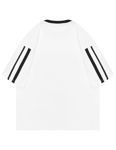 Aelfric Eden Graphic Tees Y2k Women Oversized T Shirts Striped Patchwork Crewneck Unisex Streetwear Tops