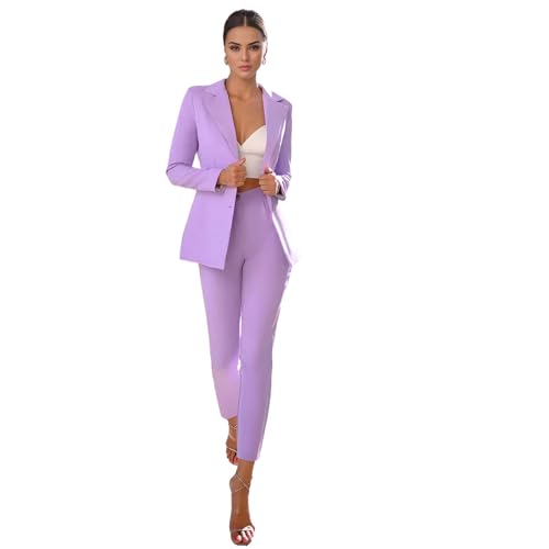 TIANMEI 2 Pieces Womens Suit Notch Lapel Blazer Set Suit for Women Womens Wedding Prom Tuxedo Ladies Casual Blazer Pantsuits2