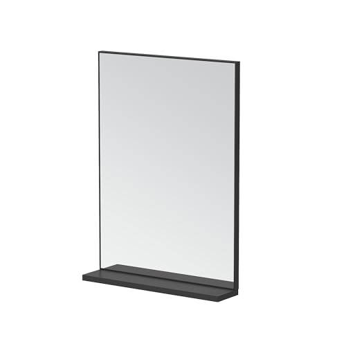 AQUABATOS Badspiegel mit Ablage ohne Beleuchtung 50 x 70 cm schwarz matt Wandspiegel Metall Badezimâ€¦ – Miniatur