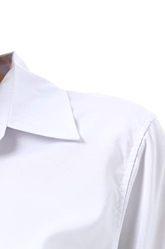 Gemolly Women's Basic Button Down Shirts Long Sleeve Plus Size Simple Cotton Stretch Formal Casual Shirt Blouse White M