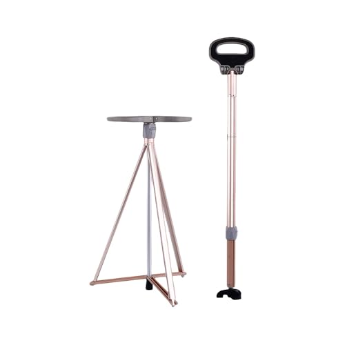 Joxoilso 超軽量アルミ製ステッキチェア 3脚杖 椅子付き 折りたたみ 登山や高齢者の歩行支援に最適 滑り止め付き 持ち運び便利 アウトドアや旅行に最適 (きんいろ)